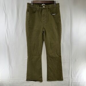 J.Crew 9" Billie Demi Boot Crop Womens 27 Olive Green Re-Imagined Jeans